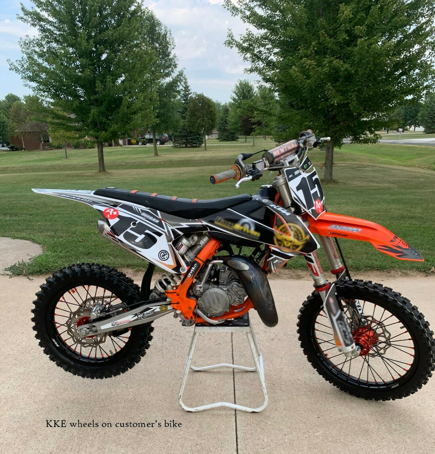 KKE 19"×1.6/16"×1.85 Spoke Kid's Big Wheels Rims Fit KTM SX 85 2003-2020 Orange Nipples & Black Spokes