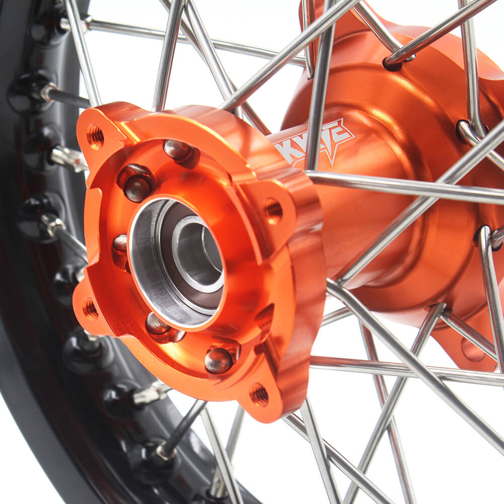 KKE 12/10 Small Kid's Wheels For KTM SX50 GAS GAS MC50 Mini Dirtbikes Orange Hub