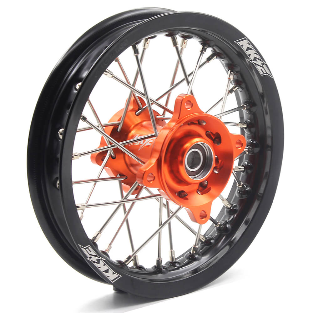 KKE 12/10 Small Kid's Wheels For KTM SX50 GAS GAS MC50 Mini Dirtbikes Orange Hub