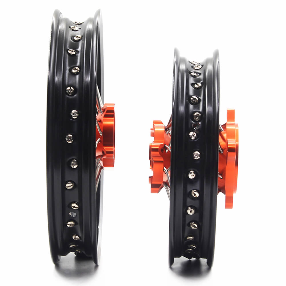KKE 12/10 Small Kid's Wheels For KTM SX50 GAS GAS MC50 Mini Dirtbikes Orange Hub