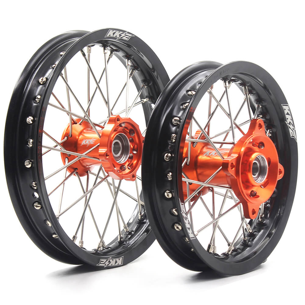 KKE 12/10 Small Kid's Wheels For KTM SX50 GAS GAS MC50 Mini Dirtbikes Orange Hub