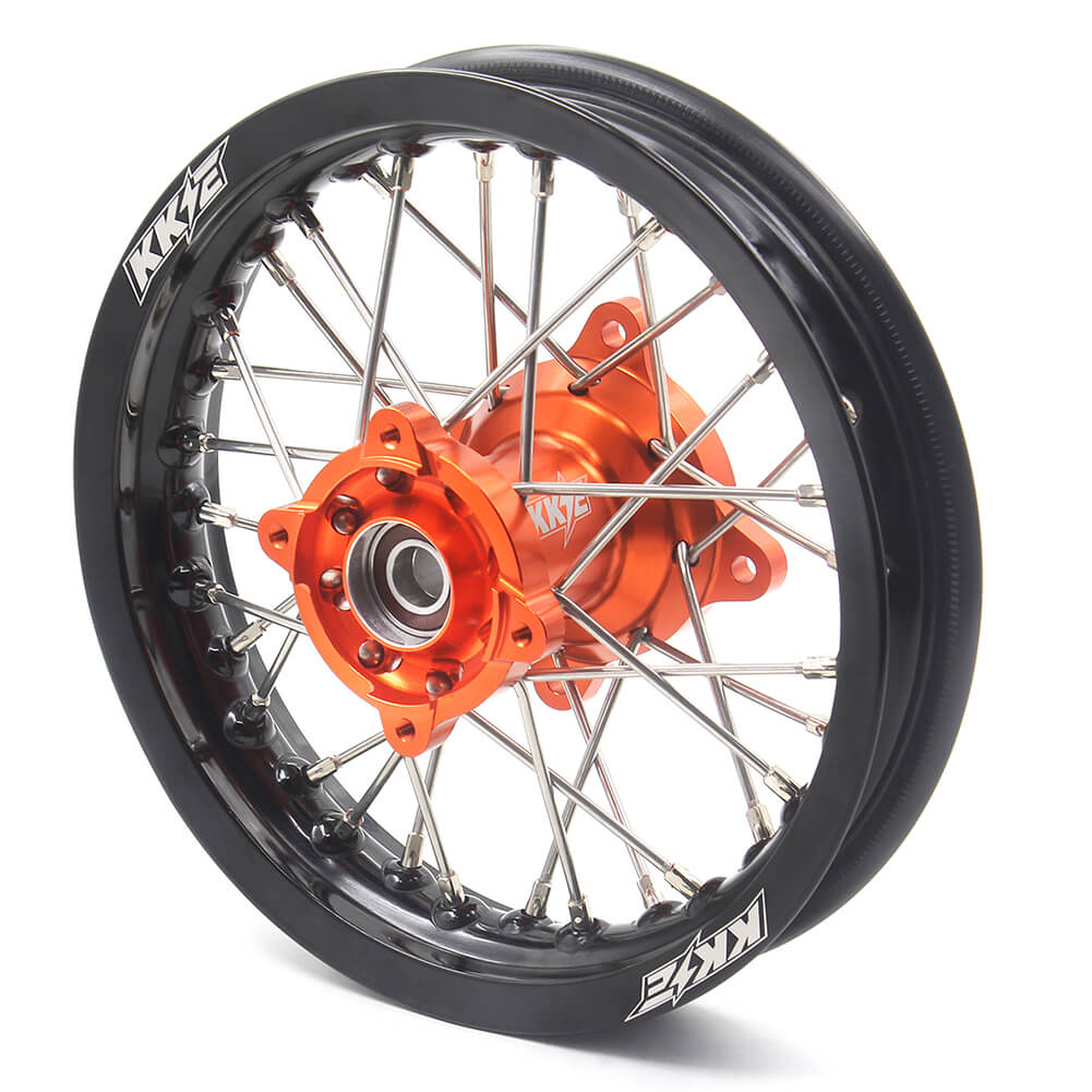 KKE 12/10 Small Kid's Wheels For KTM SX50 GAS GAS MC50 Mini Dirtbikes Orange Hub