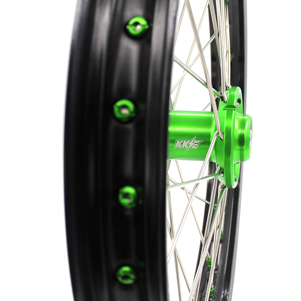 KKE 17/14 For KAWASAKI KX85 KX80 KX100 KLX140/L Big Kid's Wheels Rim Green Nipples