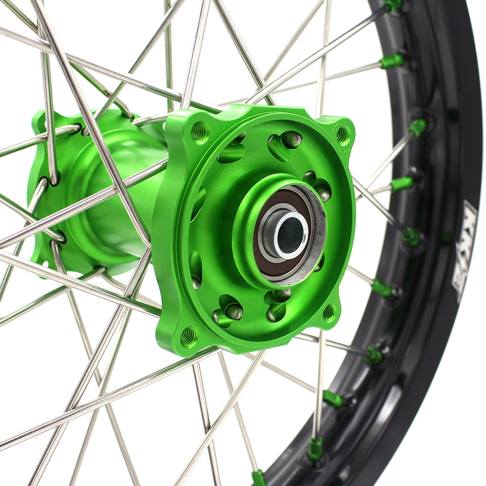 KKE 17/14 For KAWASAKI KX85 KX80 KX100 KLX140/L Big Kid's Wheels Rim Green Nipples