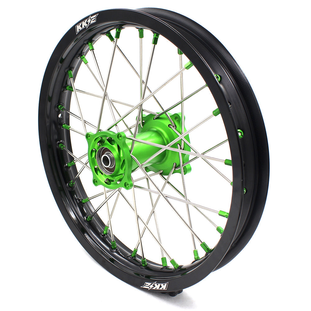 KKE 17/14 For KAWASAKI KX85 KX80 KX100 KLX140/L Big Kid's Wheels Rim Green Nipples