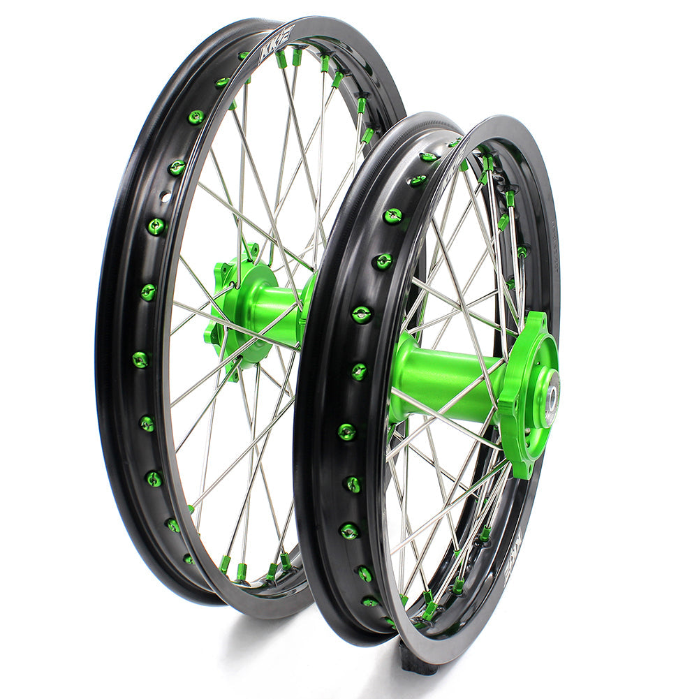 KKE 17/14 For KAWASAKI KX85 KX80 KX100 KLX140/L Big Kid's Wheels Rim Green Nipples