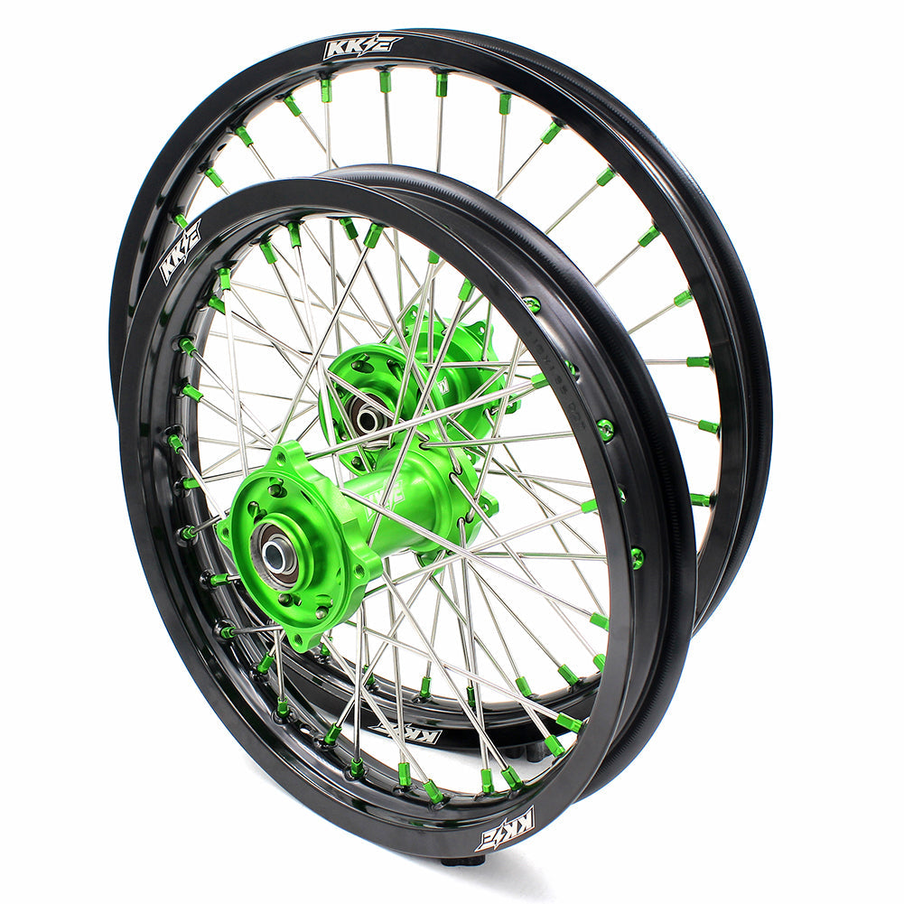 KKE 17/14 For KAWASAKI KX85 KX80 KX100 KLX140/L Big Kid's Wheels Rim Green Nipples