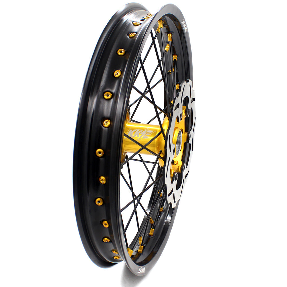KKE 21/18 Enduro Off Road Wheels For SUZUKI DRZ400SM 2005-2024 Gold Nipples