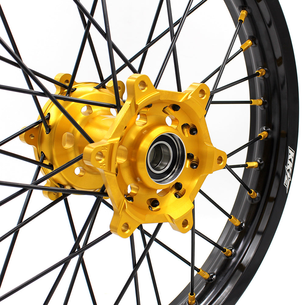 KKE 21/18 Enduro Off Road Wheels For SUZUKI DRZ400SM 2005-2024 Gold Nipples