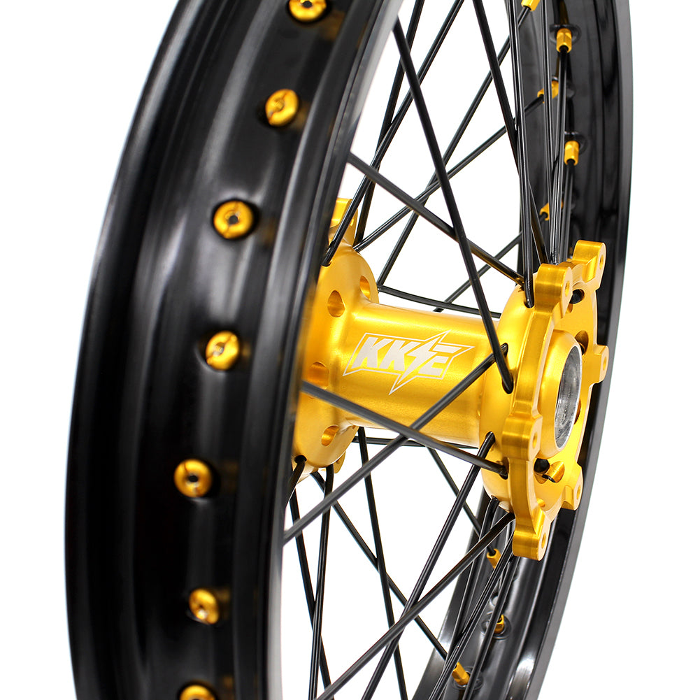 KKE 21/18 Enduro Off Road Wheels For SUZUKI DRZ400SM 2005-2024 Gold Nipples
