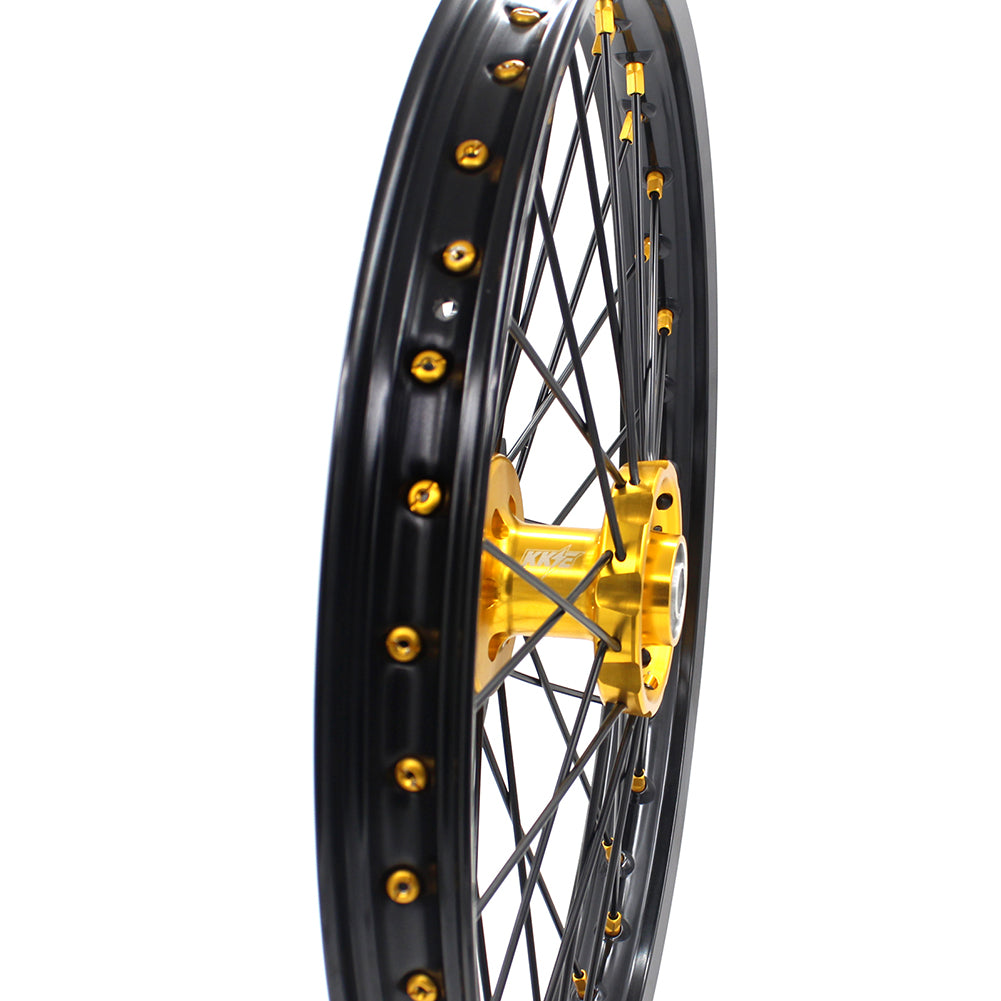 KKE 21/18 Enduro Off Road Wheels For SUZUKI DRZ400SM 2005-2024 Gold Nipples