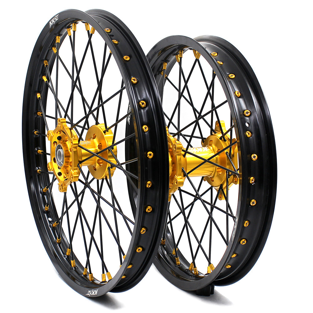 KKE 21/18 Enduro Off Road Wheels For SUZUKI DRZ400SM 2005-2024 Gold Nipples