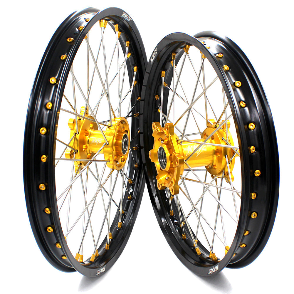 KKE 21 & 19 MX Dirt Bikes Rims For SUZUKI RM125 RM250 1996-2000 Gold Nipples