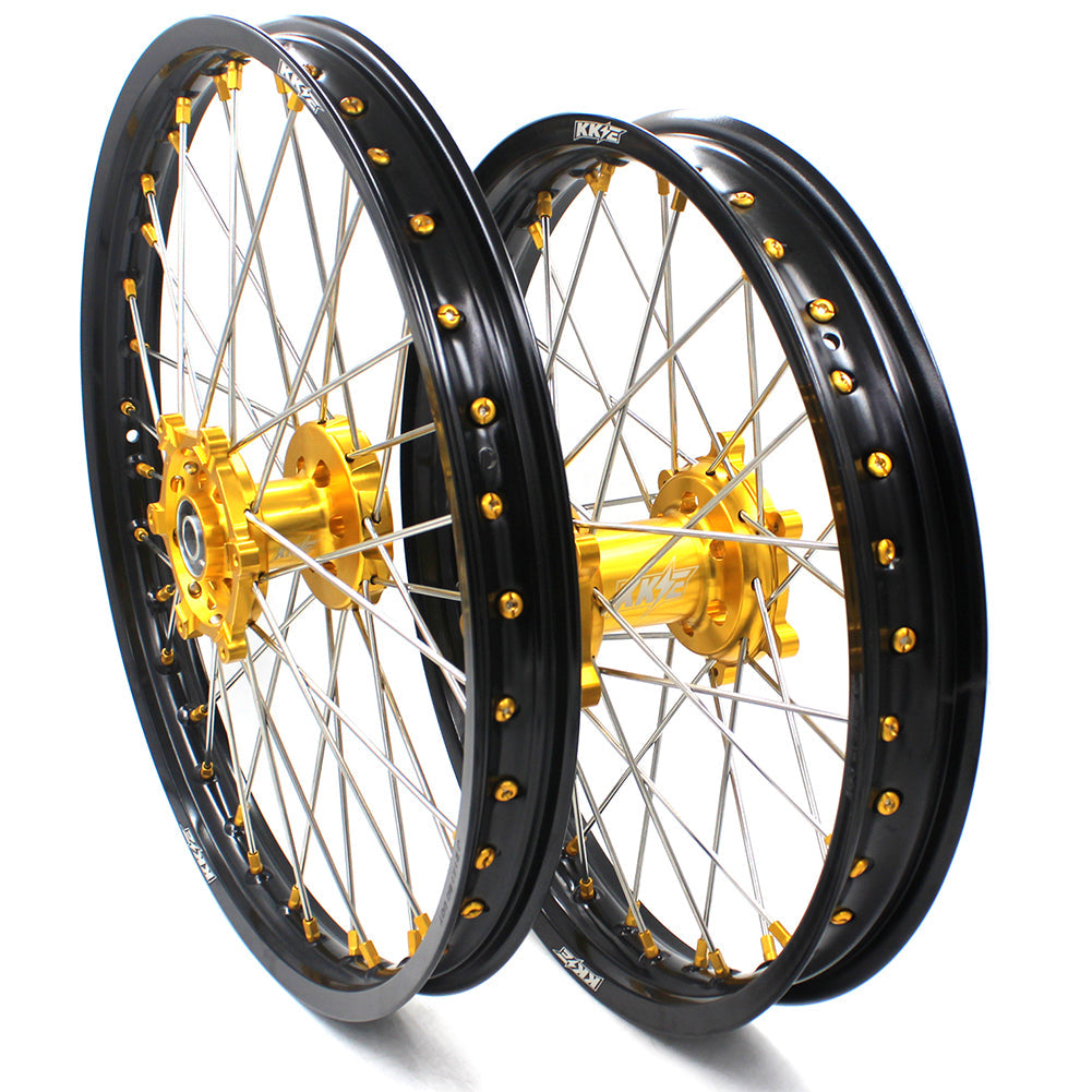 KKE 21 & 19 MX Dirt Bikes Rims For SUZUKI RM125 RM250 1996-2000 Gold Nipples