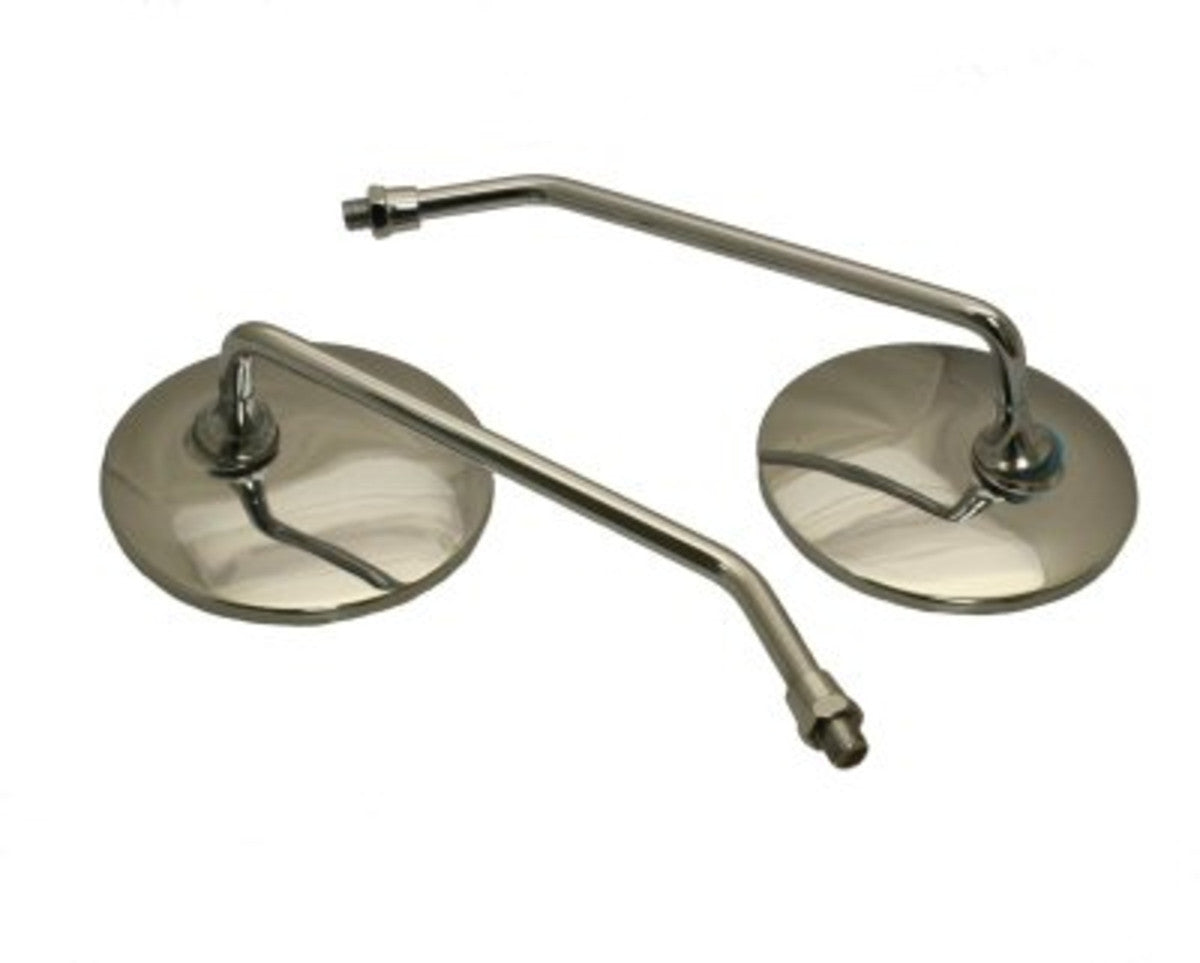 Scooter Round Chrome Mirror Set - 8mm Or 10mm