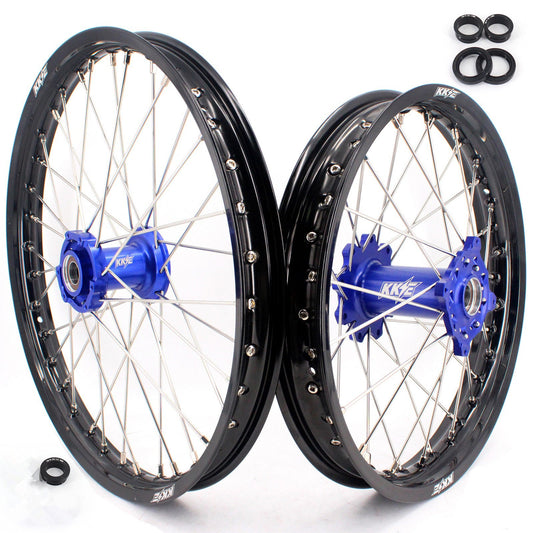 KKE 21 & 18 Enduro Rims for TM EN MX SMR 125-300 Blue Hub Black Rims