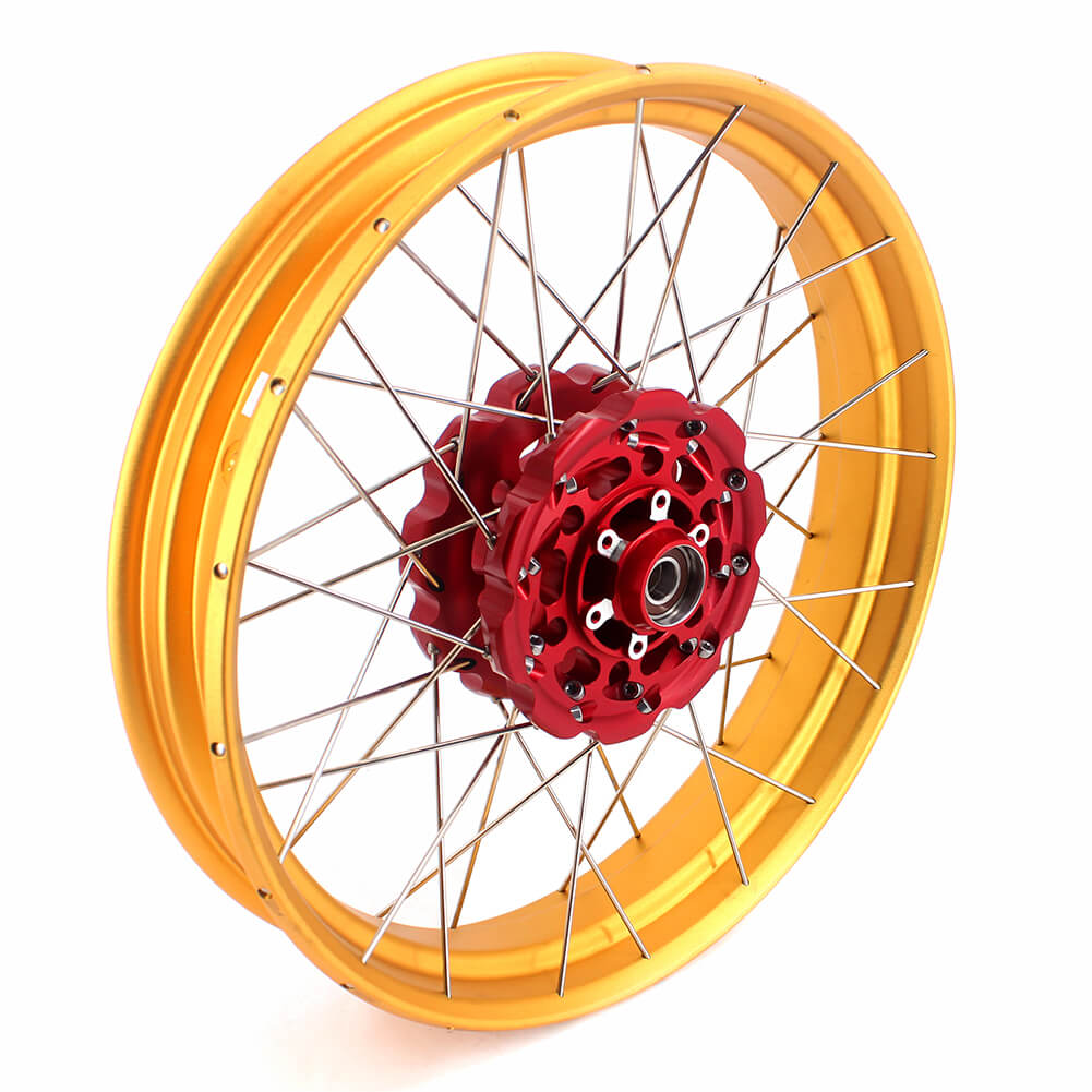 VMX-Racing 21/18 Tubeless Rims Fit Honda Africa Twin CRF1000L 2016-2020 Red Hub & Gold Rim