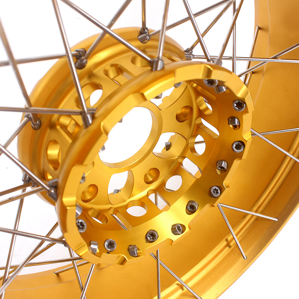 VMX 19inch & 17inch Tubeless Spoked Wheels For BMW R1200GS 2013-2020 R1250GS 2019-2023 Gold Hub & Rim