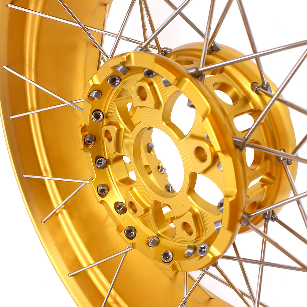 VMX 19inch & 17inch Tubeless Spoked Wheels For BMW R1200GS 2013-2020 R1250GS 2019-2023 Gold Hub & Rim