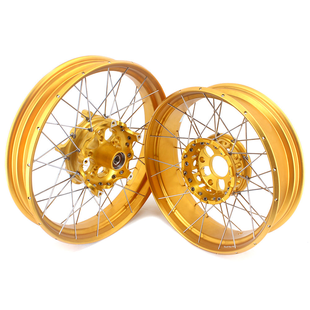 VMX 19inch & 17inch Tubeless Spoked Wheels For BMW R1200GS 2013-2020 R1250GS 2019-2023 Gold Hub & Rim