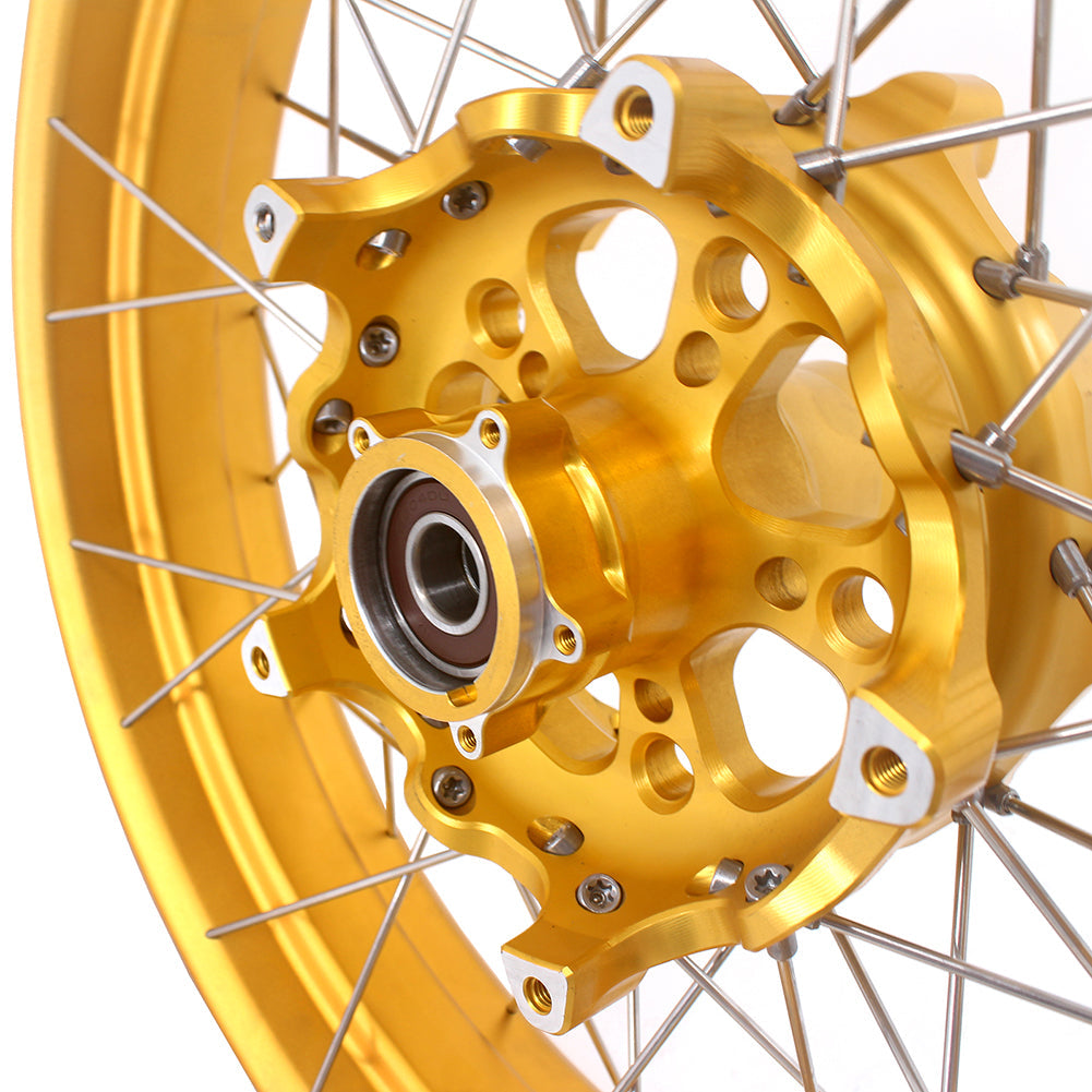 VMX 19inch & 17inch Tubeless Spoked Wheels For BMW R1200GS 2013-2020 R1250GS 2019-2023 Gold Hub & Rim