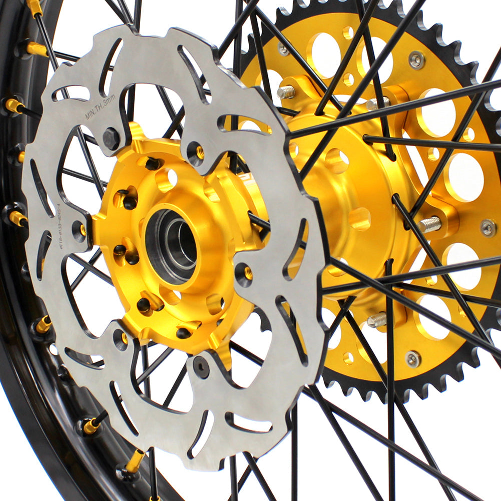 KKE 21" & 19" Mx Diretibke Wheels For YAMAHA YZ125/250 1999-2016 YZ250F/450F 2003-2015 Black Spokes With Disc