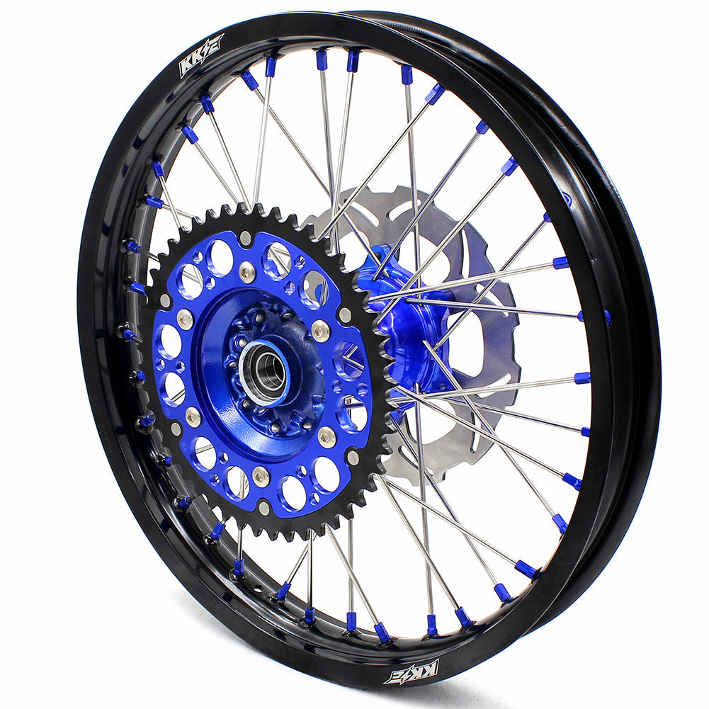 KKE 21"&18" Enduro Dirtbike Casting Wheels For YAMAHA YZ125 YZ250 1999-2016 YZ250F YZ450F 2003-2015 Blue Nipples With Disc