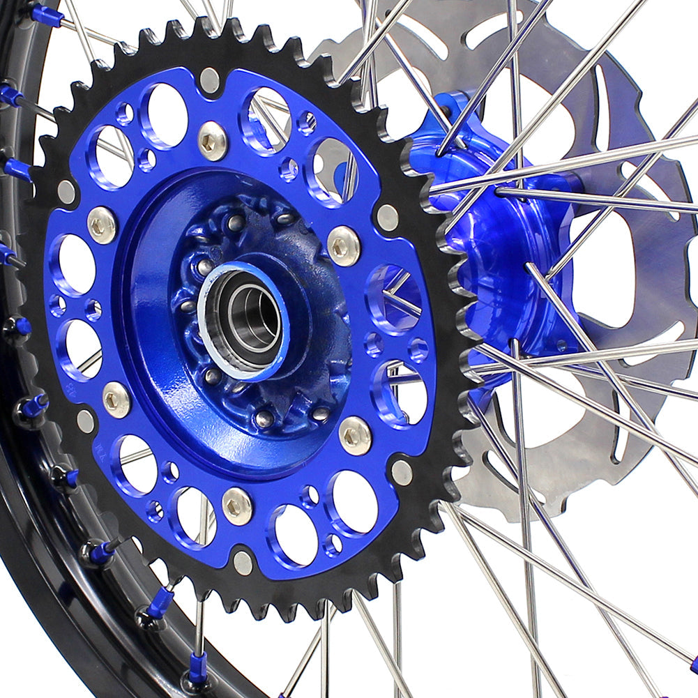 KKE 21"&18" Enduro Dirtbike Casting Wheels For YAMAHA YZ125 YZ250 1999-2016 YZ250F YZ450F 2003-2015 Blue Nipples With Disc