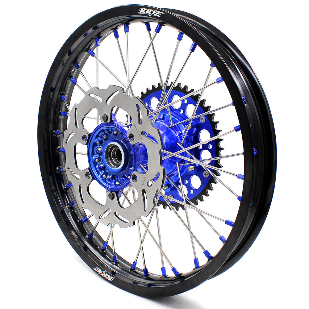 KKE 21"&18" Enduro Dirtbike Casting Wheels For YAMAHA YZ125 YZ250 1999-2016 YZ250F YZ450F 2003-2015 Blue Nipples With Disc