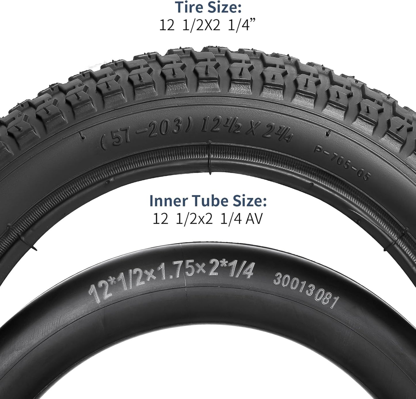12.5" Bike Tire 12 ½ x 2 ¼ and 12.5" Bicycle Tube Heavy Duty Schrader Valve - 1 piece