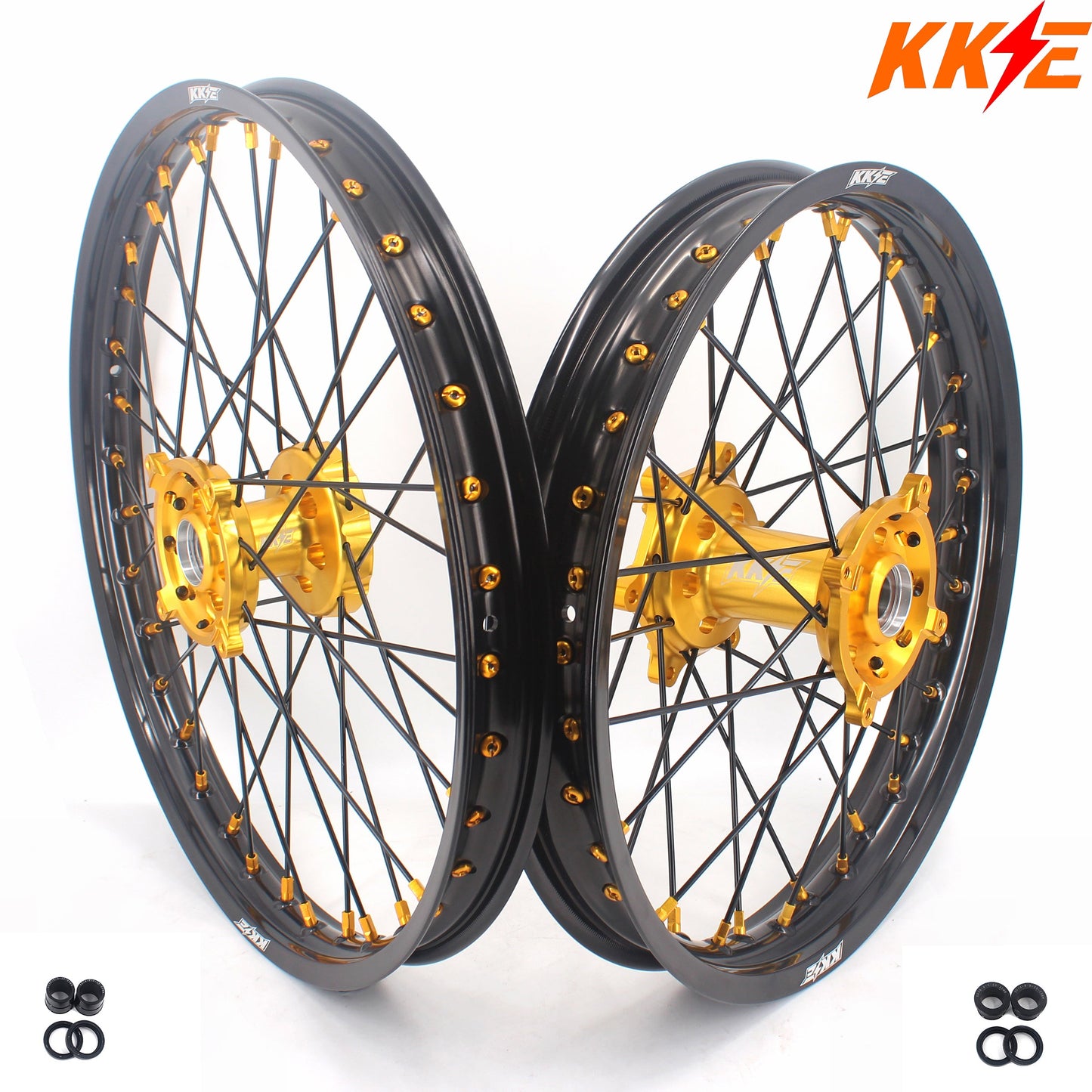 KKE 21 & 19 MX Wheels Rims for SUZUKI RMZ250 2007-2024 RMZ450 2005-2024 Black Spokes