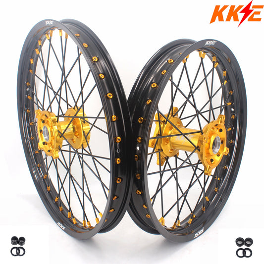 KKE 21 & 19 MX Wheels Rims for SUZUKI RMZ250 2007-2024 RMZ450 2005-2024 Black Spokes