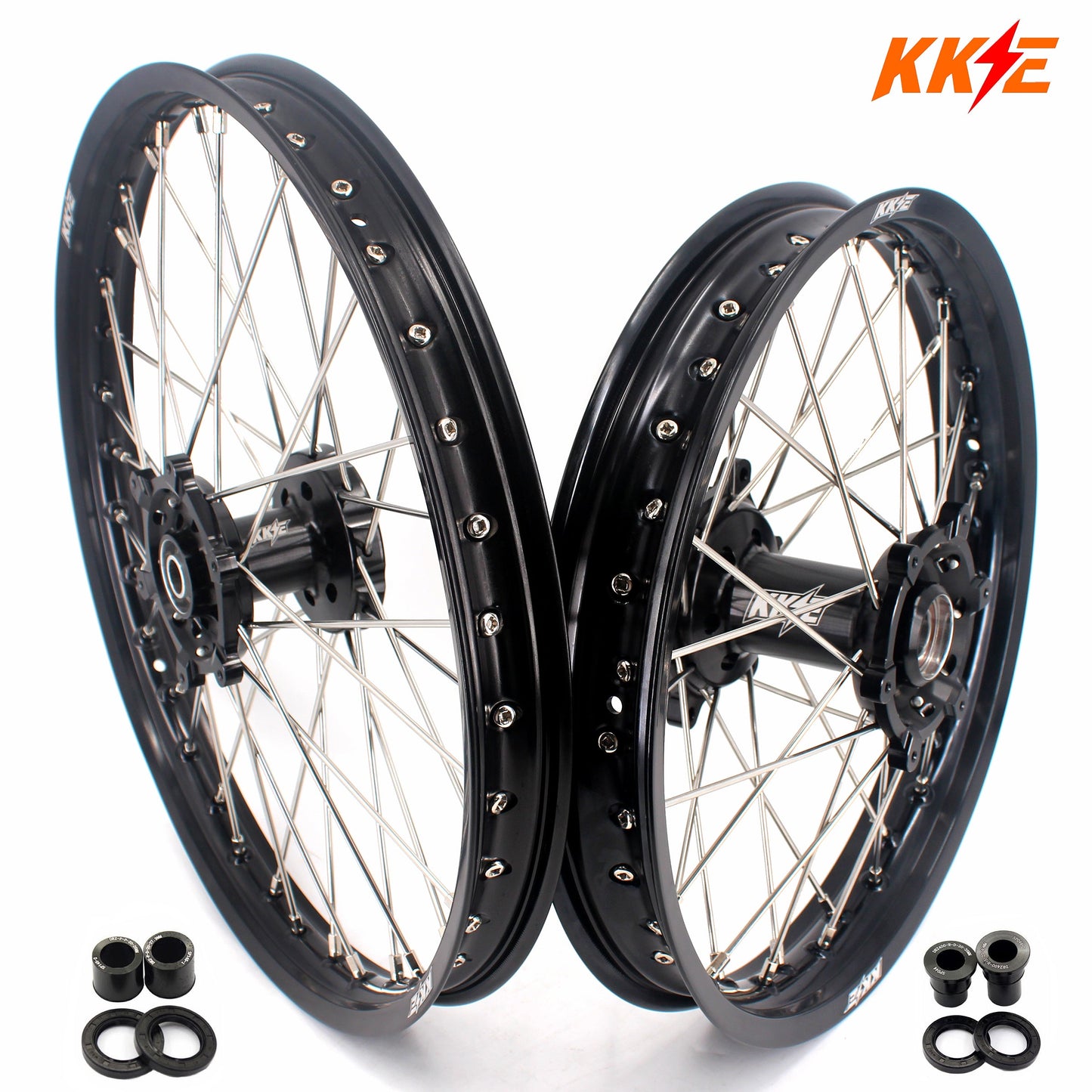 KKE 21/18 Enduro Off Road Wheels Rim Fit For SUZUKI DRZ400SM 2005-2024 Black Hub