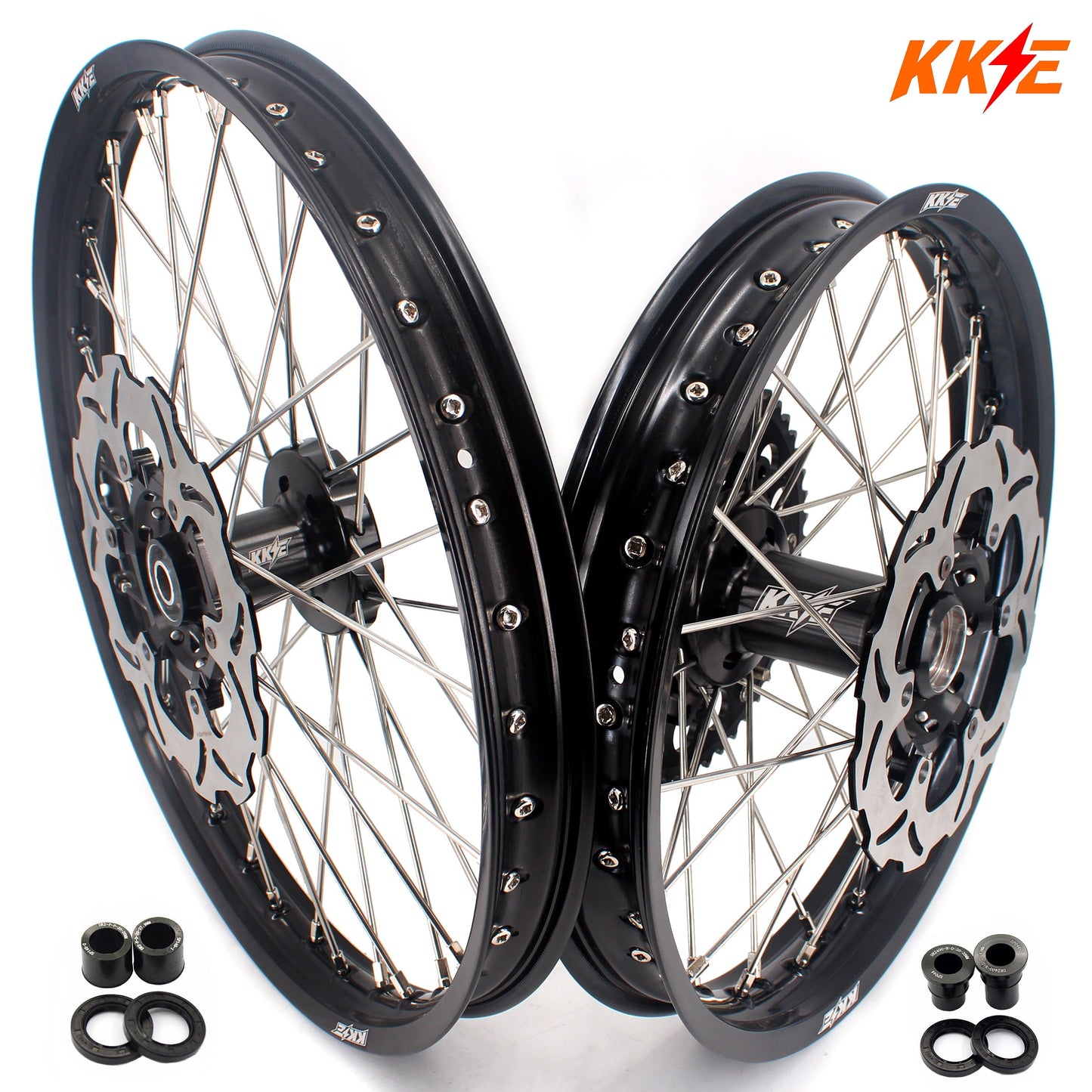 KKE 21/18 Enduro Dirtbike Wheel Rim For SUZUKI DRZ400 DRZ400S DRZ400E Black Hub & Rim