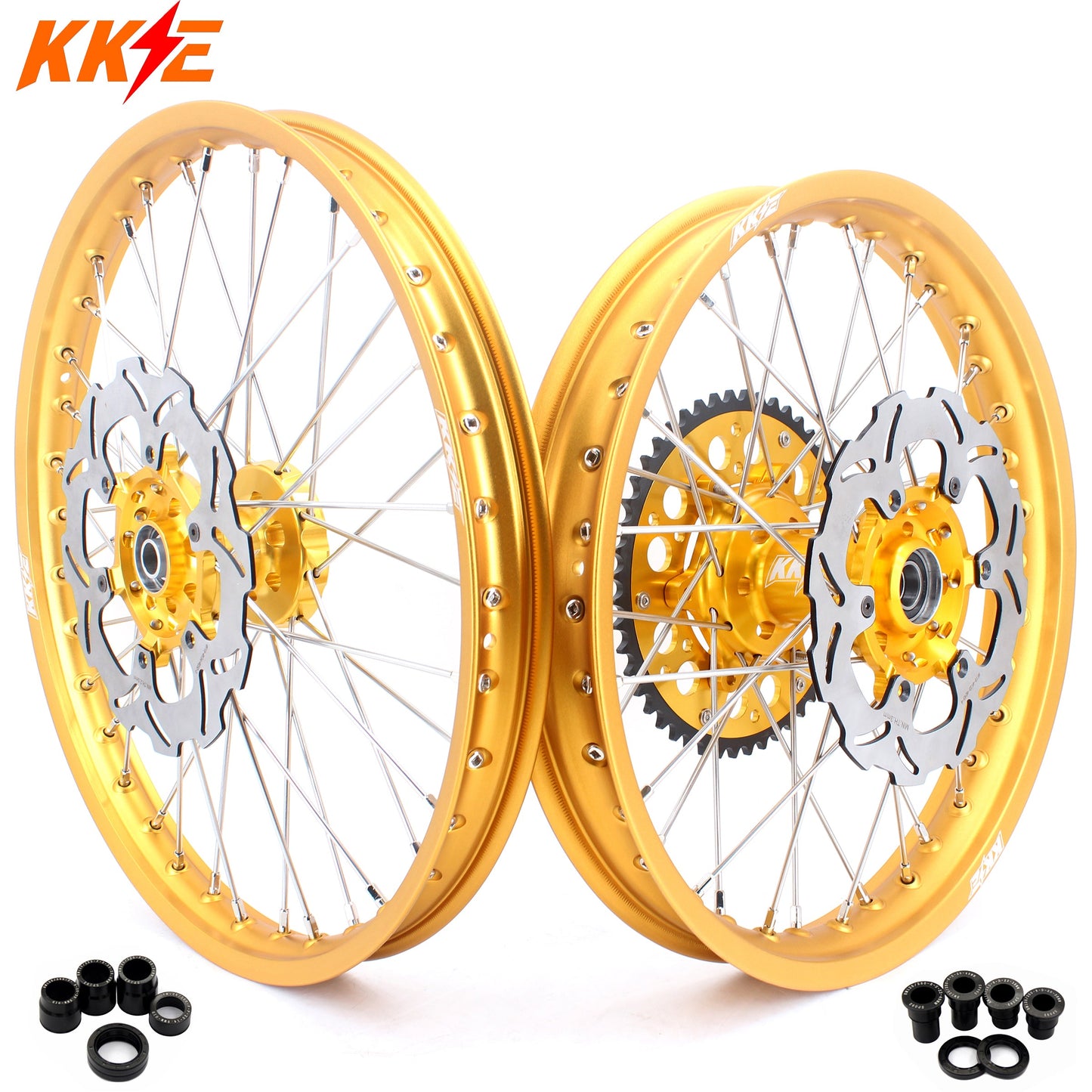 KKE 21 & 19 GLM Gold Wheels for SUZUKI RM125 RM250 1996-2000