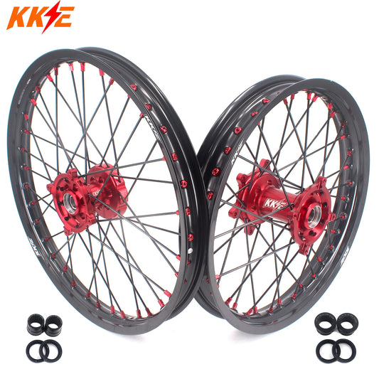 KKE 21 & 19 MX Rims for Suzuki RMZ250 2007-2024 RMZ450 2005-2024 Black Spokes