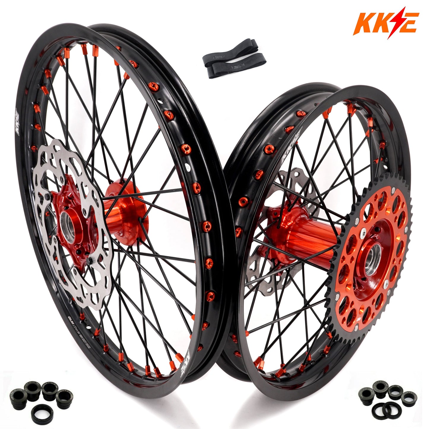 KKE 21" 18" Cast Enduro Wheels For KTM EXC EXC-F EXC-E 2003-2024 Black Spokes