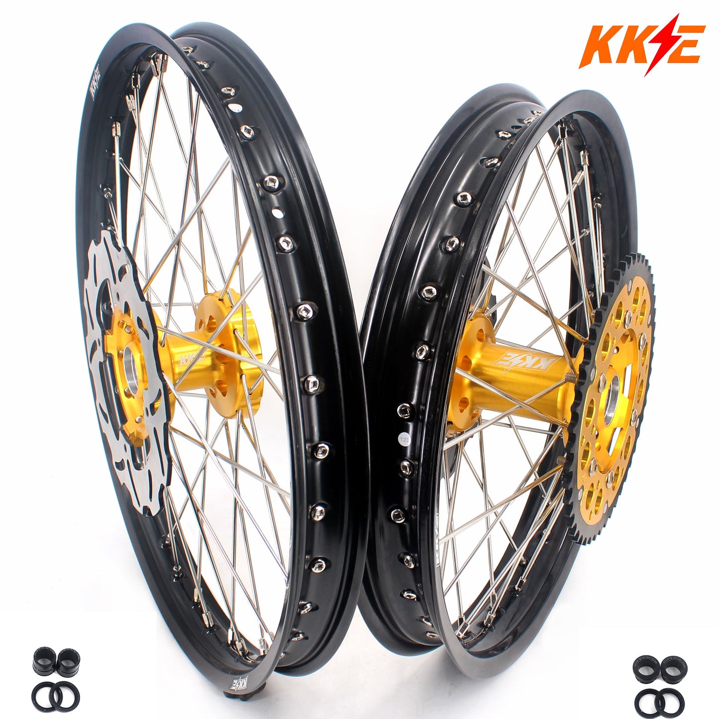 KKE 21 & 19 Wheels for Suzuki RMZ250 2007 RMZ450 2005-2024 Gold&Black