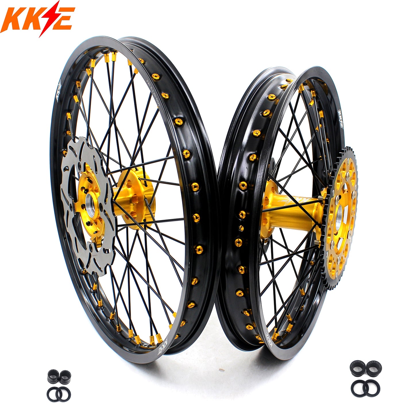 KKE 21 & 19 MX Wheels Rims for SUZUKI RMZ250 2007-2024 RMZ450 2005-2024 Black Spokes