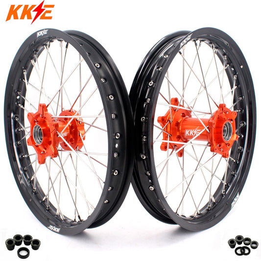 KKE 1.85*19 & 2.15*19 Flat Track Wheels for KTM EXC EXC-F EXC-W 125-530CC 2003-2024 Spoked Rims