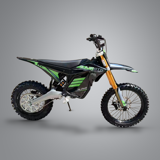ETM RTR XL Alpha electric pit bike, chain-side studio view