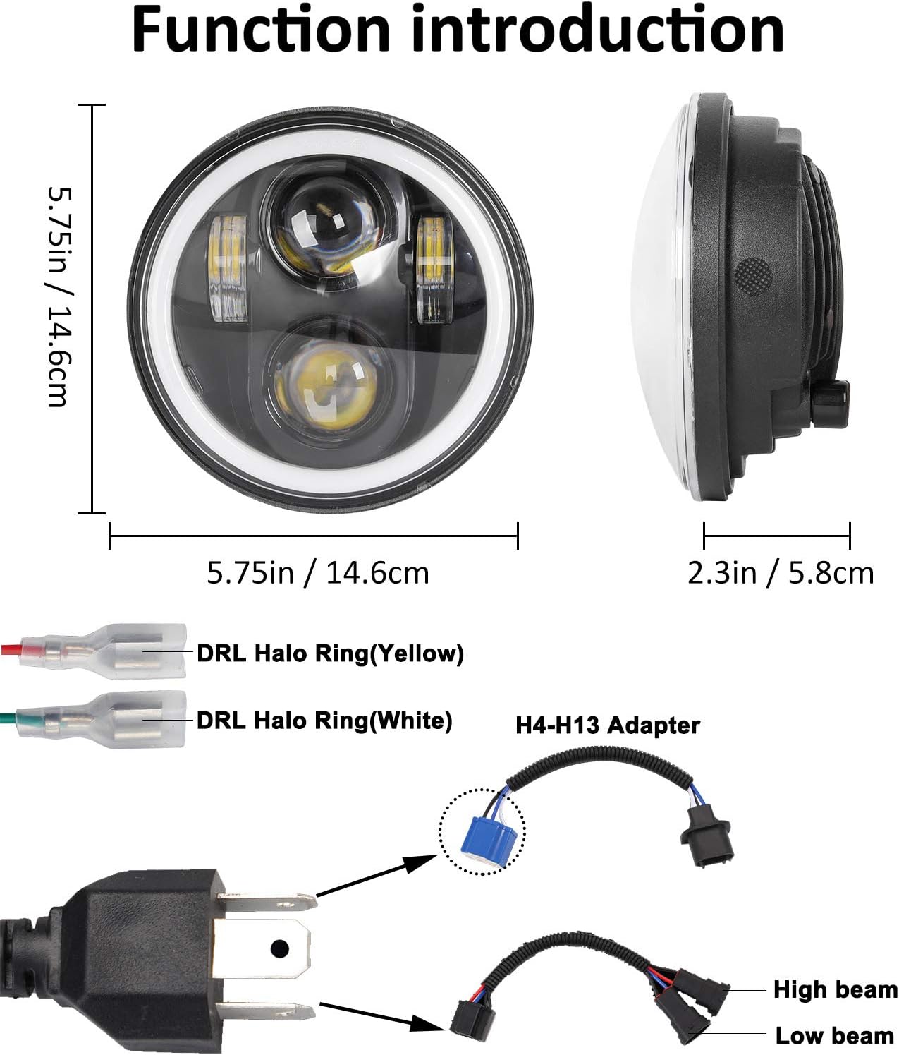 5.75 Inch LED Headlight for Motorcycles - ONYX headlight upgrade