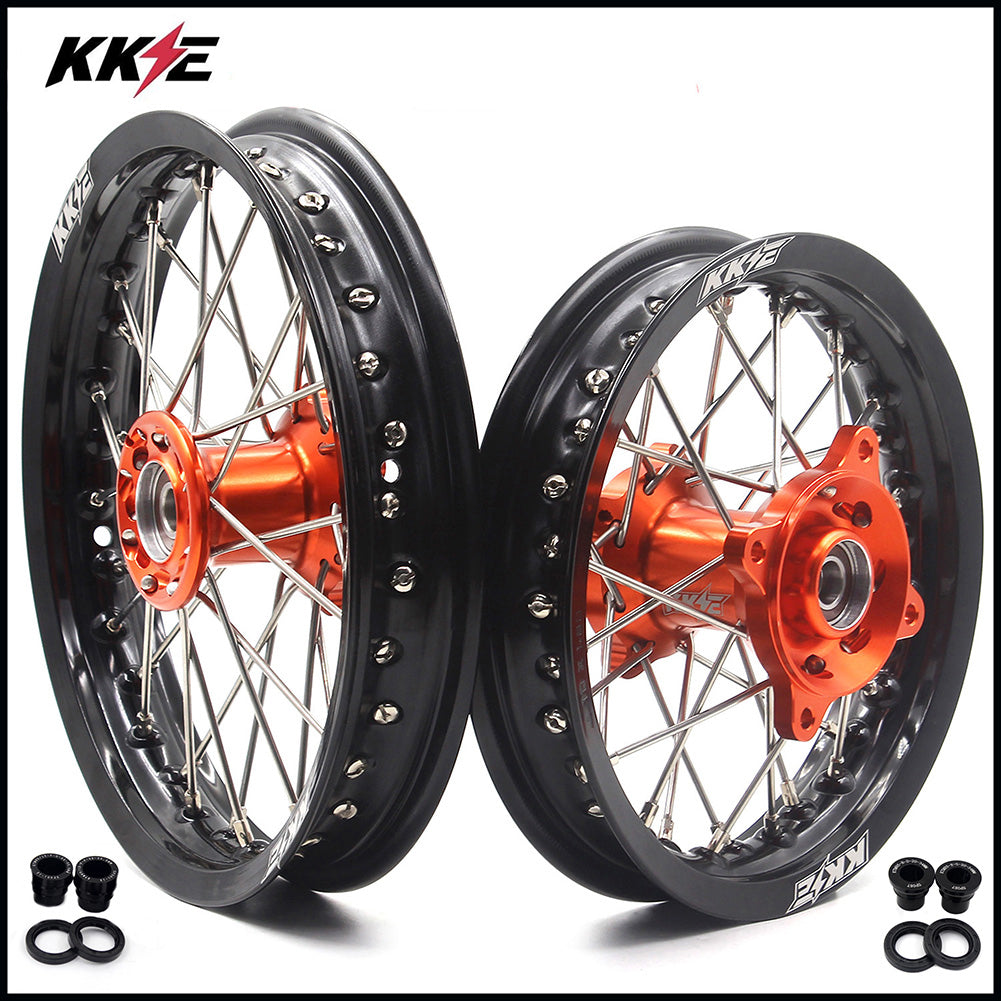 KKE 12/10 Small Kid's Wheels For KTM SX50 2024-2025 Mini Dirtbikes Orange Hub