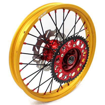 KKE 21 & 19 Cast Red Hubs Billet Gold Rims for Honda XR400R 96-04 XR600R 91-2000 Red&Gold