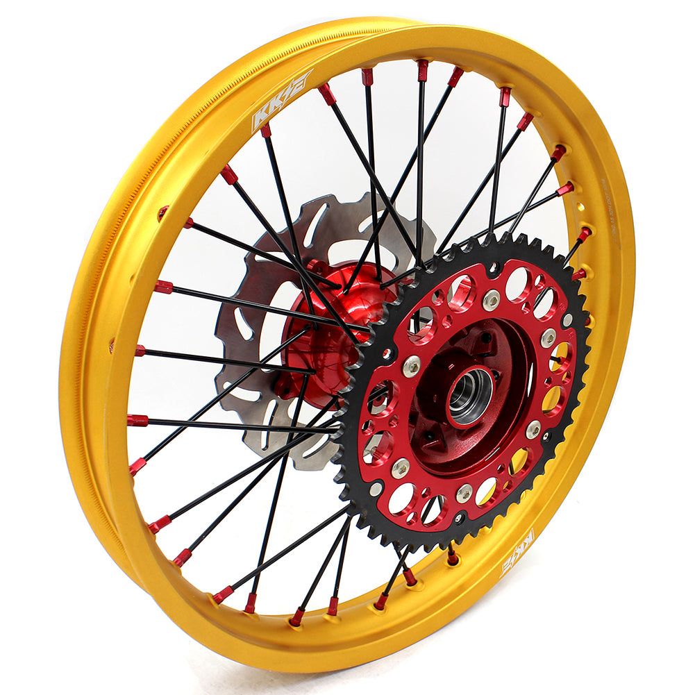 KKE 1.6"x21" & 2.15"x19" Wheels for Honda CRF / CR — Red/Gold