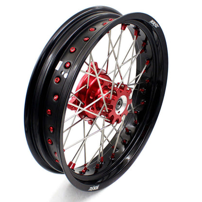 KKE 17 Inch OEM Size Supermoto Wheels for Honda XR650L 1993-2025 Red Nipple