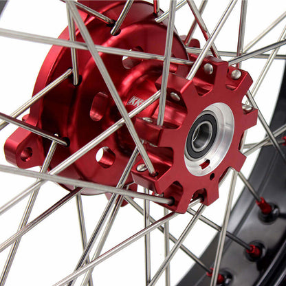 KKE 17 Inch OEM Size Supermoto Wheels for Honda XR650L 1993-2025 Red Nipple