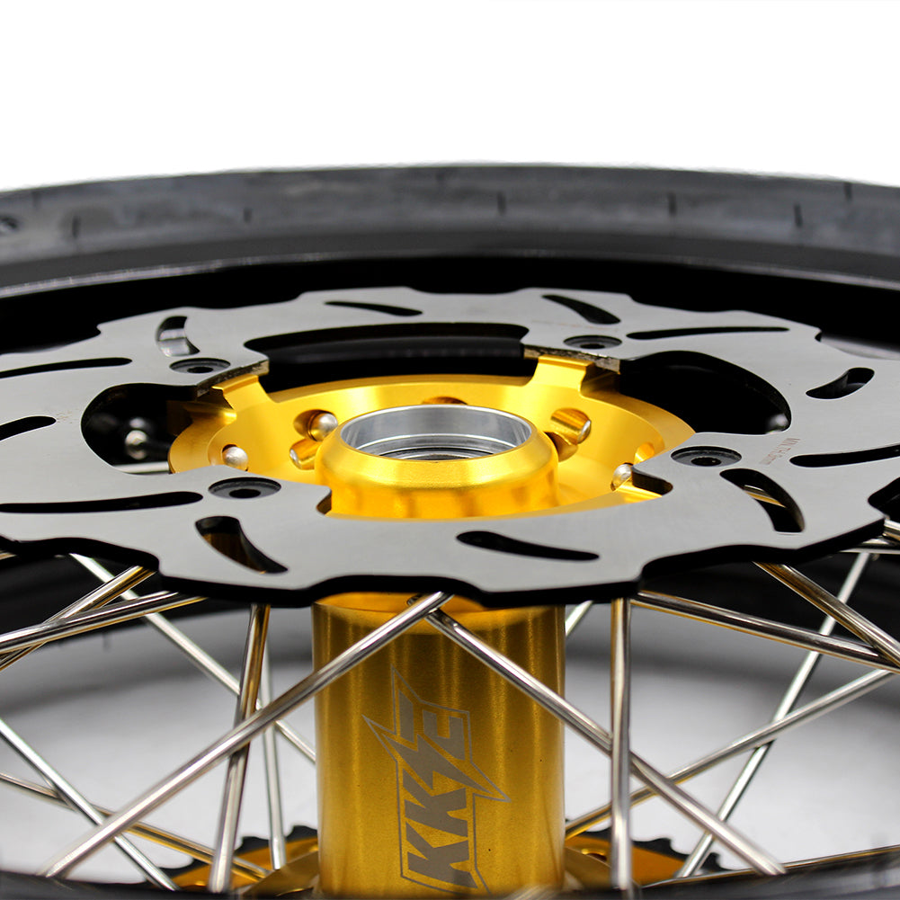 KKE 3.5 & 4.25*17inch Supermoto Rims Tires for SUZUKI RMZ250 2007-2024 RMZ450 2005-2024 Gold