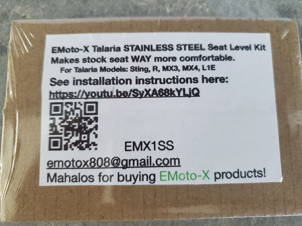 EMoto-X Talaria Sting Seat Level Kit Stainless Steel MX3, MX4, MX5, L1E