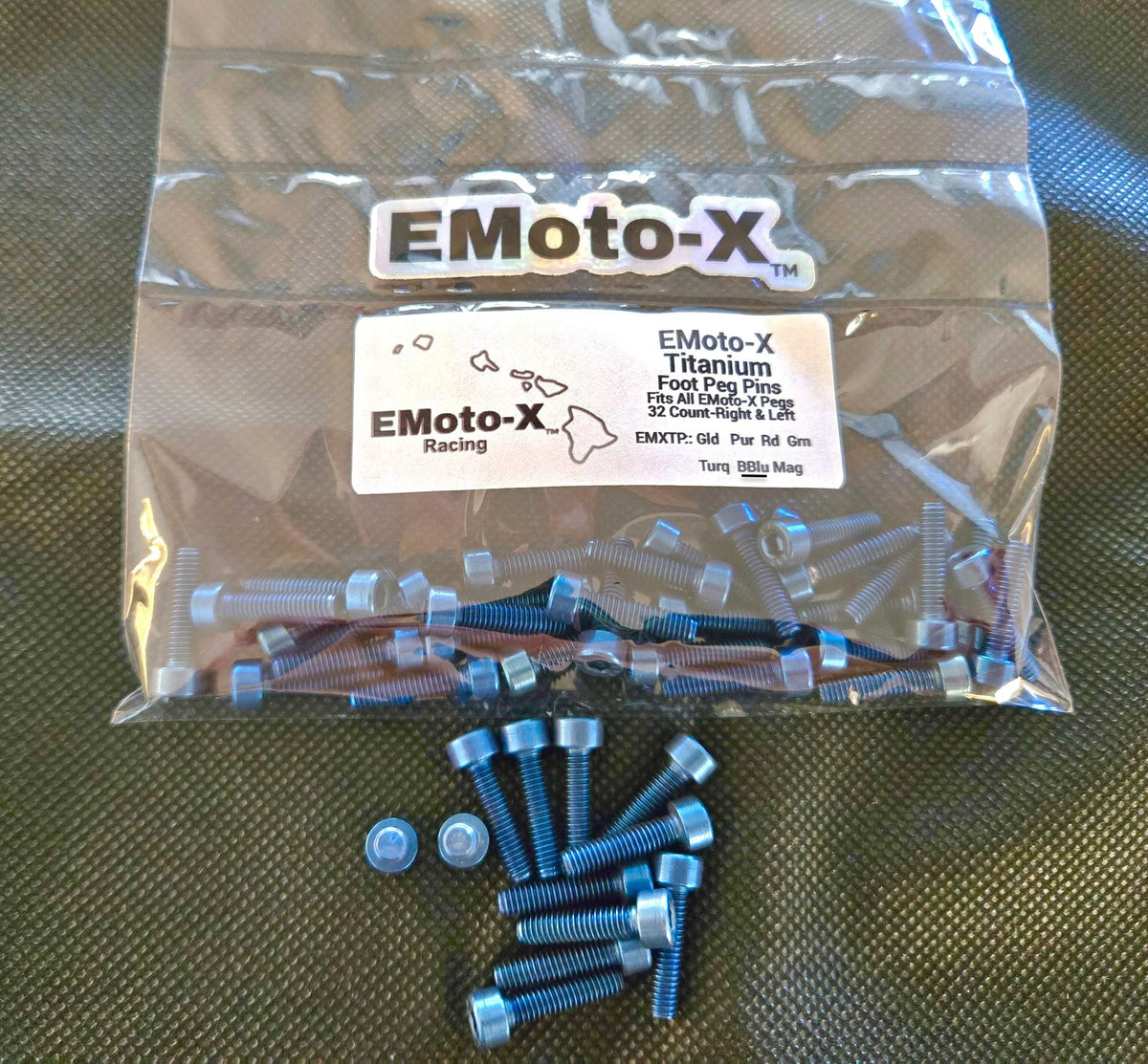 EMoto-X Racing Color Titanium Peg Replacement Pins For All EMoto-X Pegs 32 Count